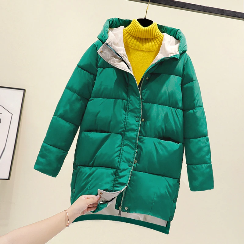 2024 Winter Women Jacket Coat Long Hooded Cotton Padded Female Coats High Quality Warm Outwear Womens Parka Manteau Femme Hiver