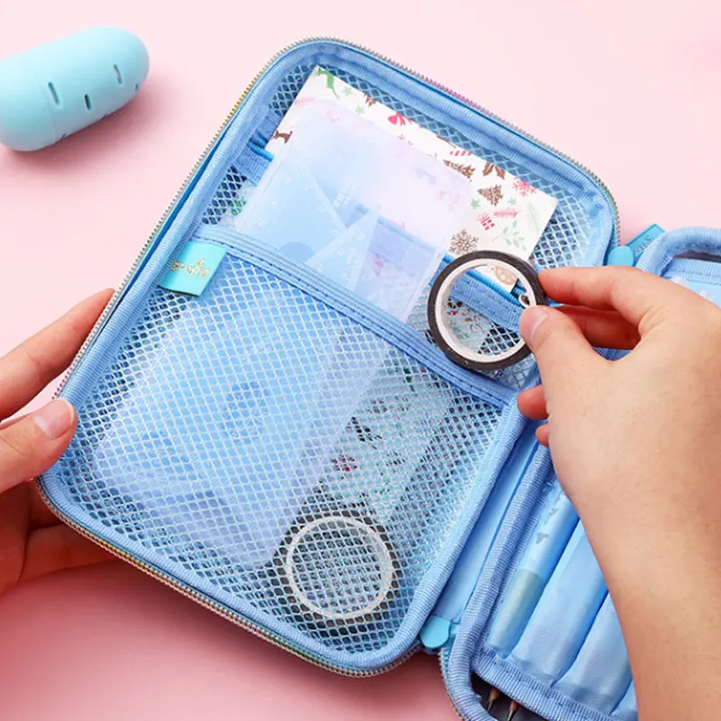 3D Cartoon Mermaid Quicksand Children Pencil Case EVA Drift Sand Kids Student Pen Stationery Box Cosmetic Storage Bag Organizer