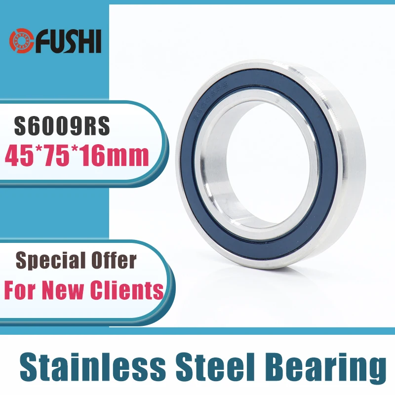 

1PC S6009RS Bearing 45*75*16 mm ABEC-3 440C Stainless Steel S 6009RS Ball Bearings 6009 Stainless Steel Ball Bearing