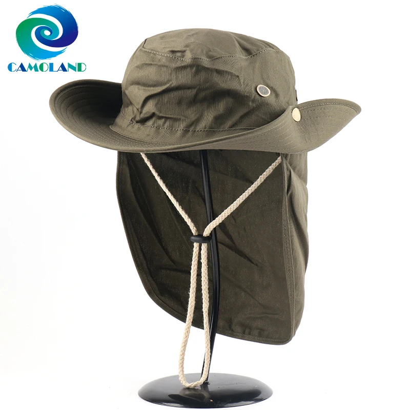 CAMOLAND New Arrival Women Casual Bucket Hats Summer UV Protection Sun Hat With Neck Flap Male Outdoor Wide Brim Fishing Caps