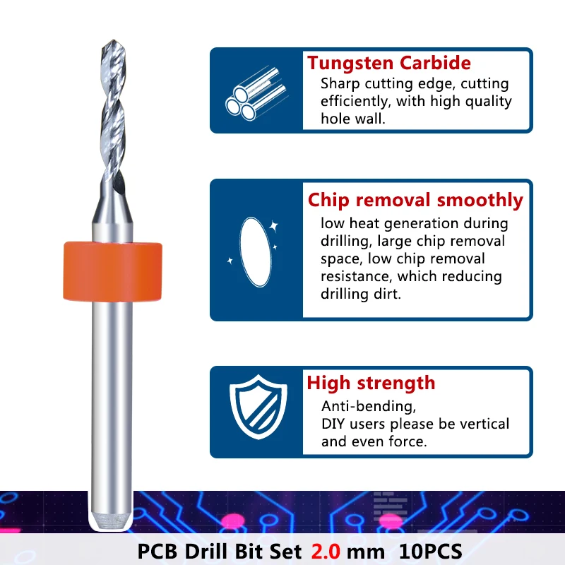 PCB 회로 기판 드릴 비트 건, 카바이드 드릴 비트, 드릴링 도구, 2.1-2.95mm, 1PC