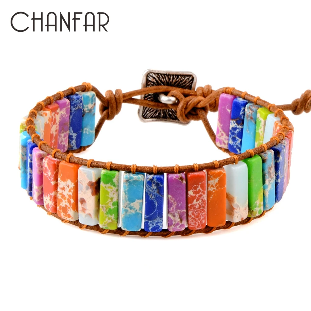 Chanfar 7 Chakra Armband Böhmen Handgemachte Natürliche Stein Rohr Perlen Aus Echtem Leder Wrap Armband Yoga Paare Armbänder frau