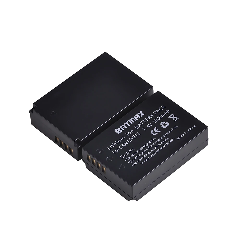 Batmax 1800mAh LP-E12 LP E12 LPE12 Battery for Canon EOS M EOS M10 M50 M100 EOS Rebel SL1 EOS 100D SX70HS Digital Cameras