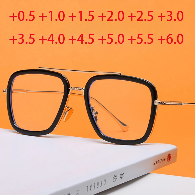 

Metal Square Glasses Men Women Hyperopia Eyewear Steampunk Male Reading Goggles Diopter +1.0 +1.5 +2.0 +2.5 +3.0 +3.5 +4.0