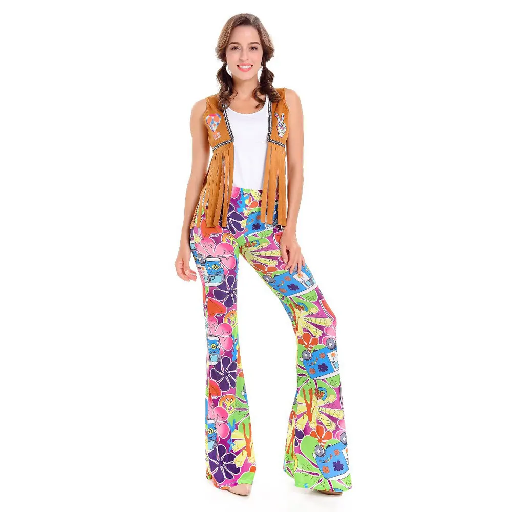 Costume de style rétro Hippie Gogo pour fille et homme, Costume de chanteur de Hip Hop, Cosplay, pour femmes et hommes, pour Couple, 60s 70s