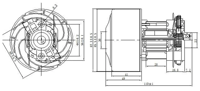 300W Vacuum Cleaner Motor 230V s28d for Nail Milling Machine with All Copper Wire