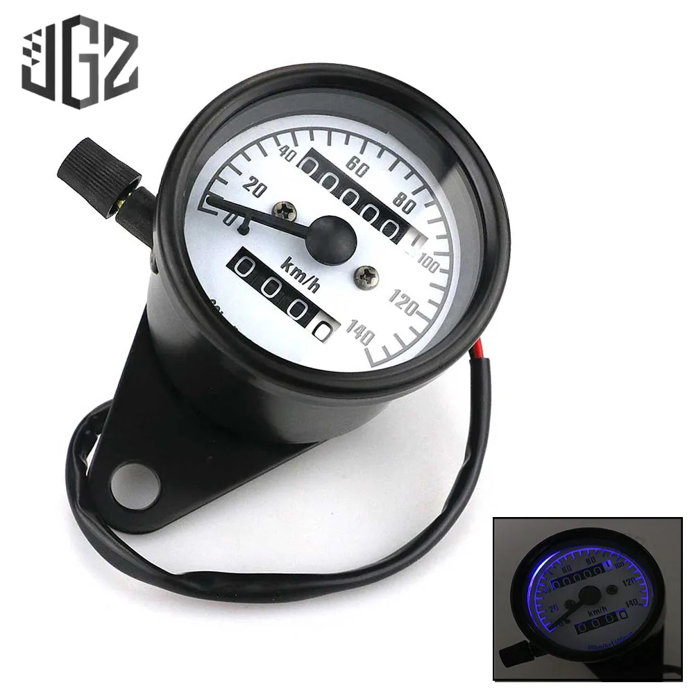 Motorcycle Universal Speedometer Odometer 12V Motorbike Dual Speed Meter LED Indicator Light Tachometer Autocycle Cafe Racer