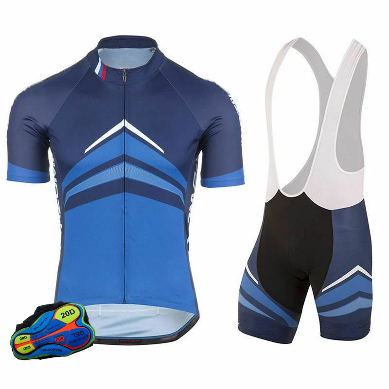 Best Seller Summer Short Sleeve Cycling Suit Men\'s Top and Bottom Bib Shorts Kit  Bike Jersey Set Cycling Clothing With Pocket