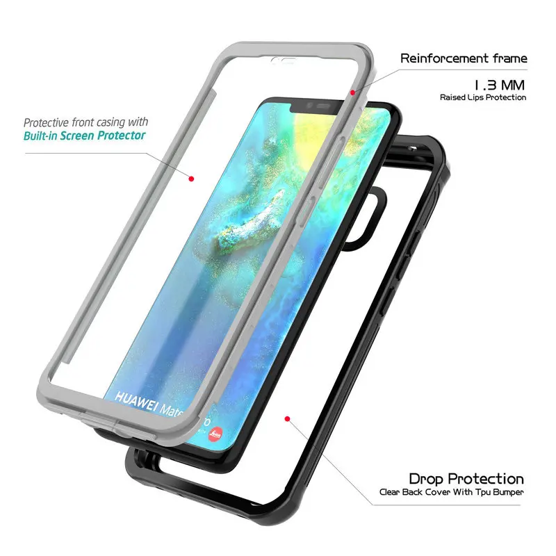 Mate20 Pro Crystal Case For Huawei Mate 20 Pro Case Clear Back Panel 360 Protection for Huawei Mate 20Pro Cover Funda Shockproof