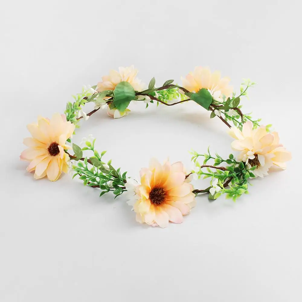 

10 pcs Simulation flower daisy wreath bride hair band bridesmaid wreath rattan wreath photo studio photo head flower accessories