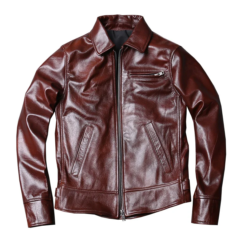 

Genuine Leather Man Real Cowhide Coat Short Biker Jacket for Men Style Plus Size 5xl Spring 2023 Hommes Veste 80LW