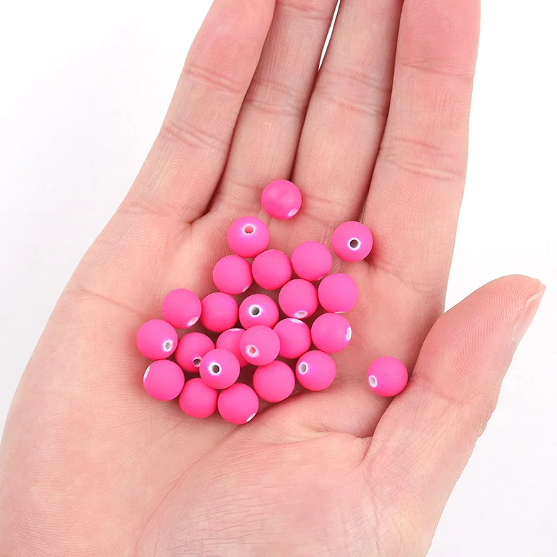 100pcs/lot Ball Beads Acrylic Losse Beads For Handmade Necklace Bracelet DIY Jewelry Making Supplies Findings Solid Color Beads