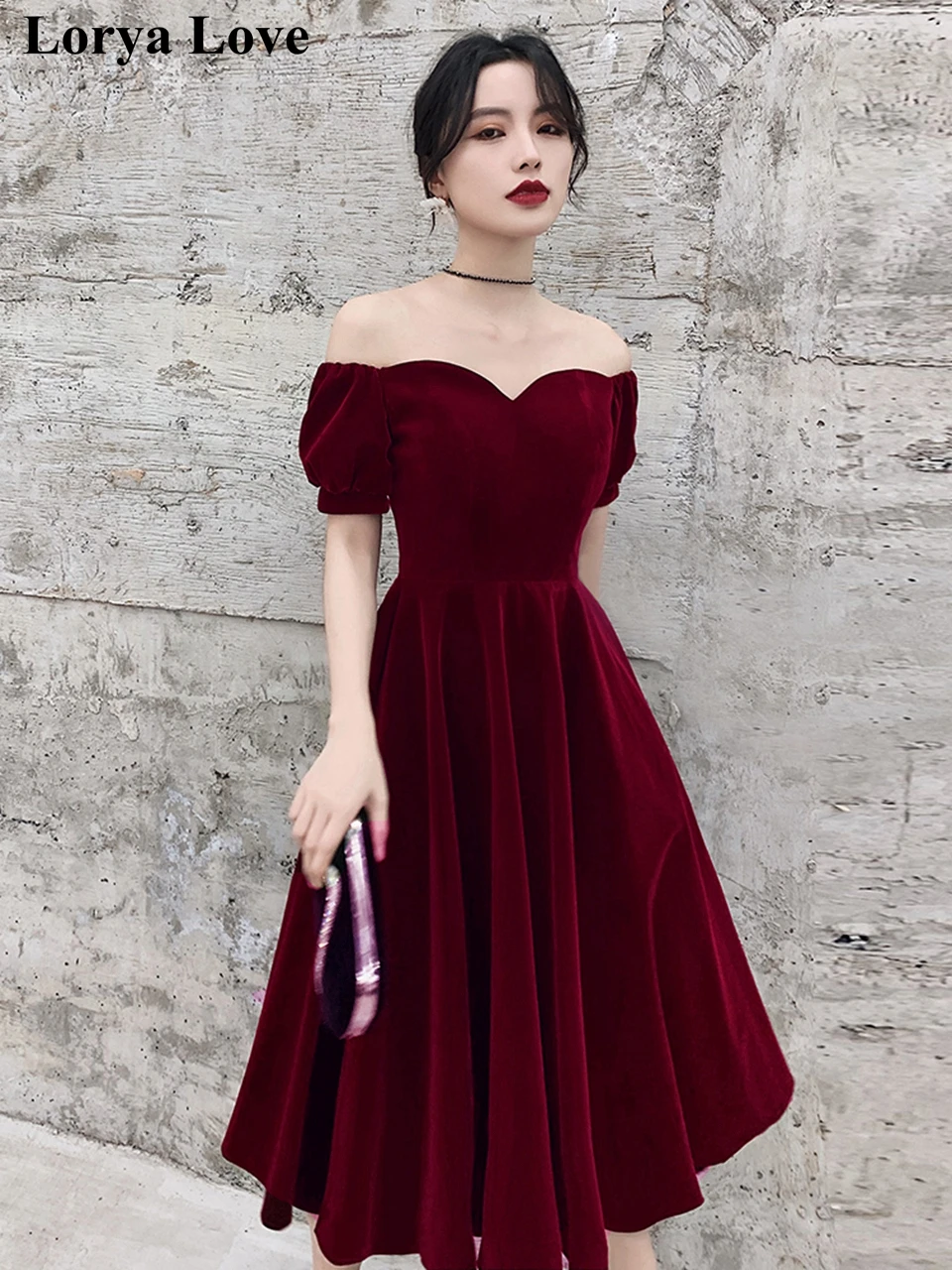 Burgundy Cocktail Dresses 2020 Red Off The Shoulder Short Prom Dresses Velvet Homecoming Vestidos De Gala Women Graduation Gowns