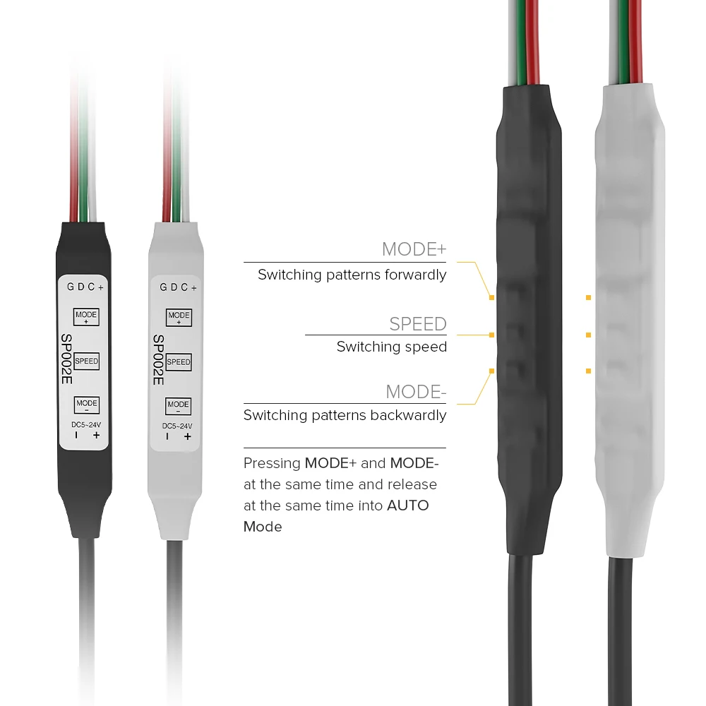 Controlador Mini de 3 teclas, 4 teclas, SP002E, WS2812B, WS2811, USB, tira de luz LED, Pixel, Banco de energía, TV, DC5V-24V