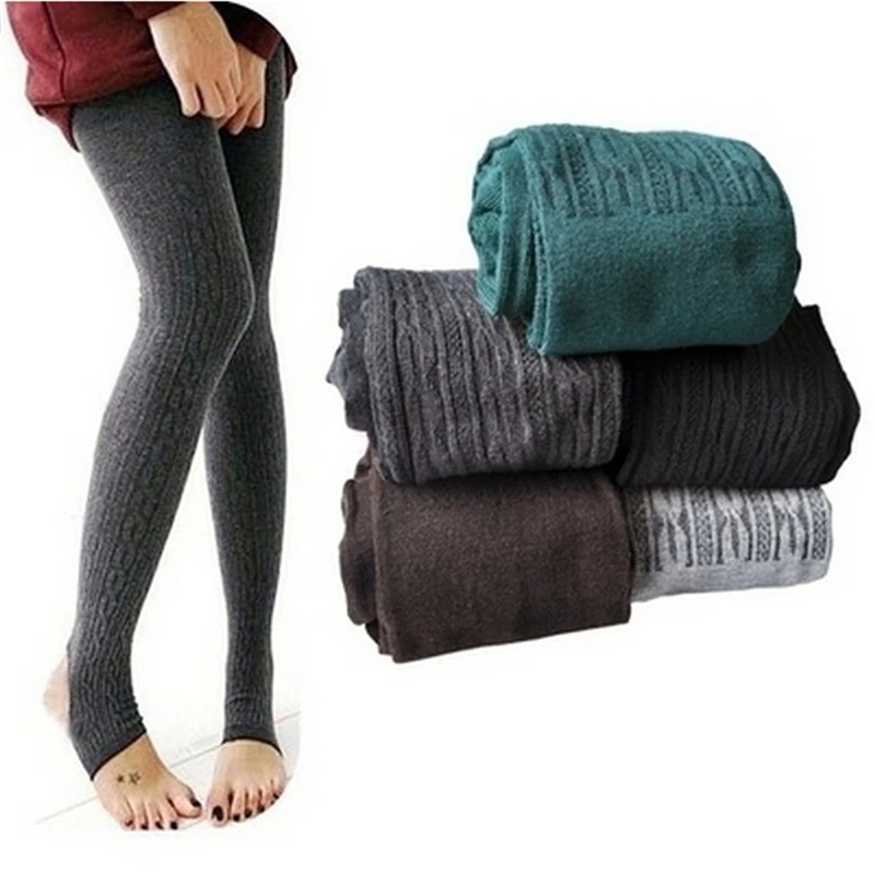 Meia-calça feminina de malha elástica alta, calças justas grossas, meia-calça quente, calças justas magras, inverno, manter aquecido