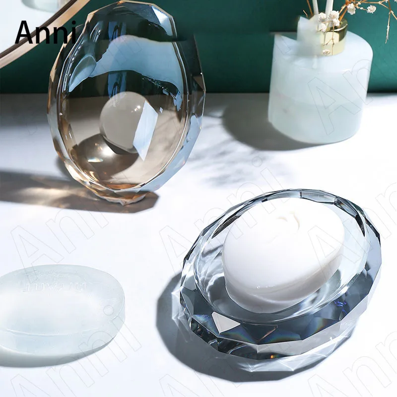 Creative Transparent Crystal Soap Dish Nordic Light Luxury Hotel Restaurant Restroom Soap Holder Bathroom Decoration Accessories