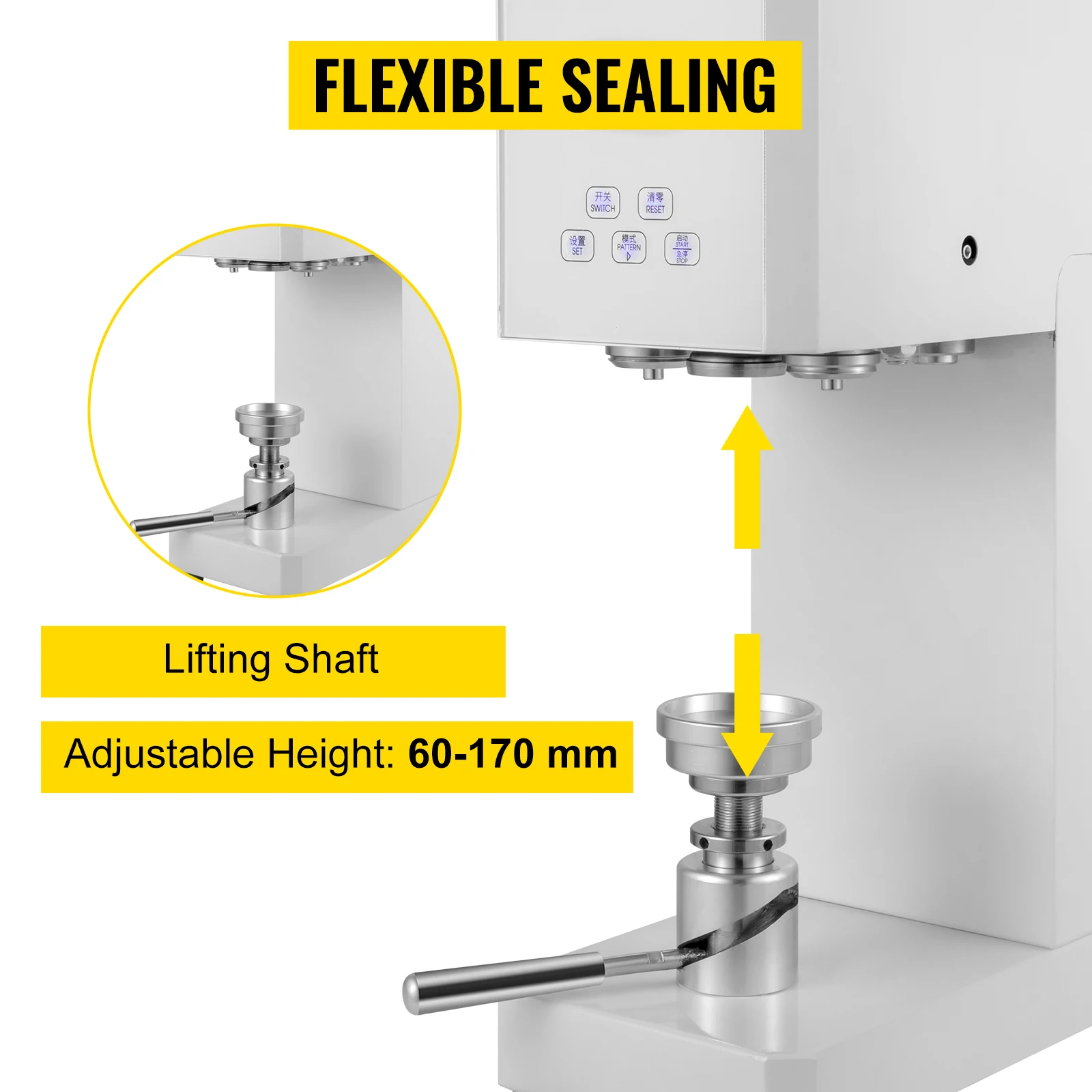 VEVOR 370W Electric Seamer Semi-Automatic Tin Can Sealer Machine Anti-Corrosion 56 MM/2.2 Inch Diameter for Glass Paper Iron Can