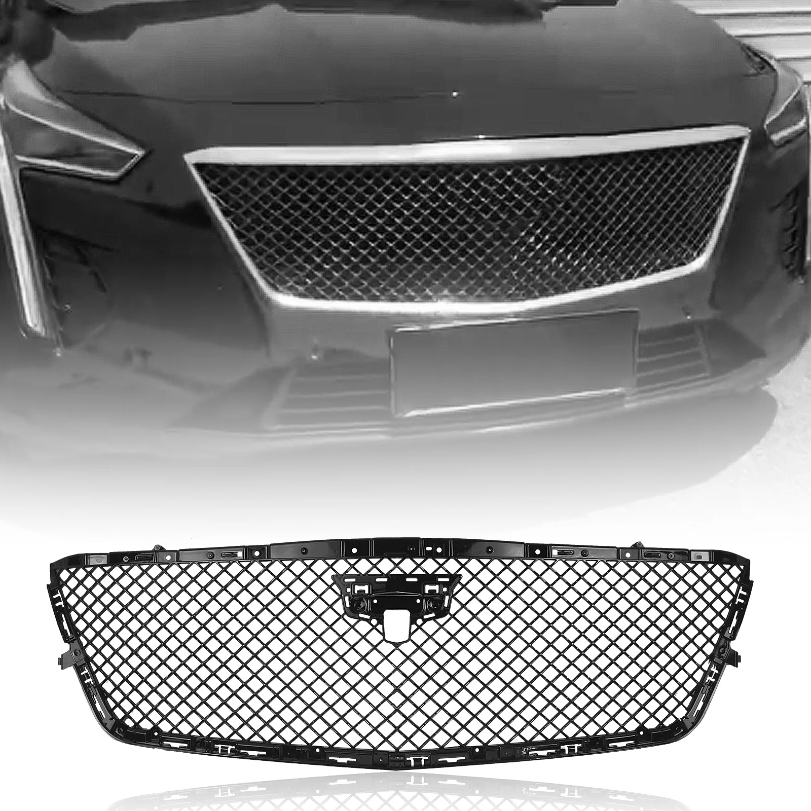 

Racing Grill Front Grille For Cadillac CT6 2019-2020 Black Sport-V Honeycomb Style Car Upper Bumper Hood Vent Mesh Grid Body Kit