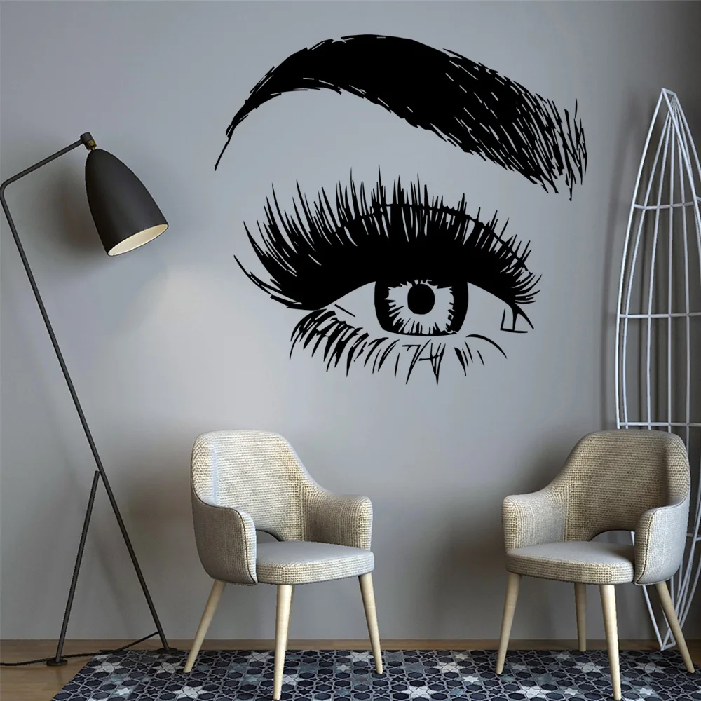 Beauty salon Lash And Brows Eyes Vinyl Wall Stickers For Bedroom Living Room Home accessories Decor Self-adhesive wallpaper