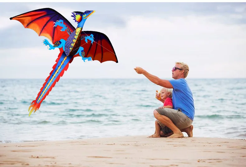 New High Quality Classical Dragon Kite 140cm x 120cm Single Line With Tail With Handle and String  Good Flying Kites From Hengda