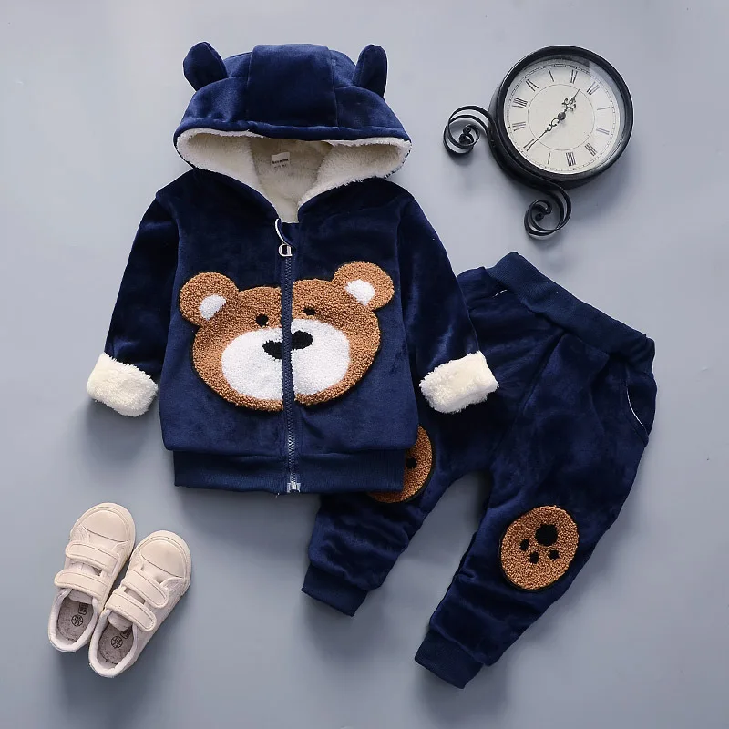 Thickening Mouse Baby Girls Clothing Sets Autumn Winter Cotton Baby Clothing Set Hooded Jacket And Pants Girls Suit Kids Clothes