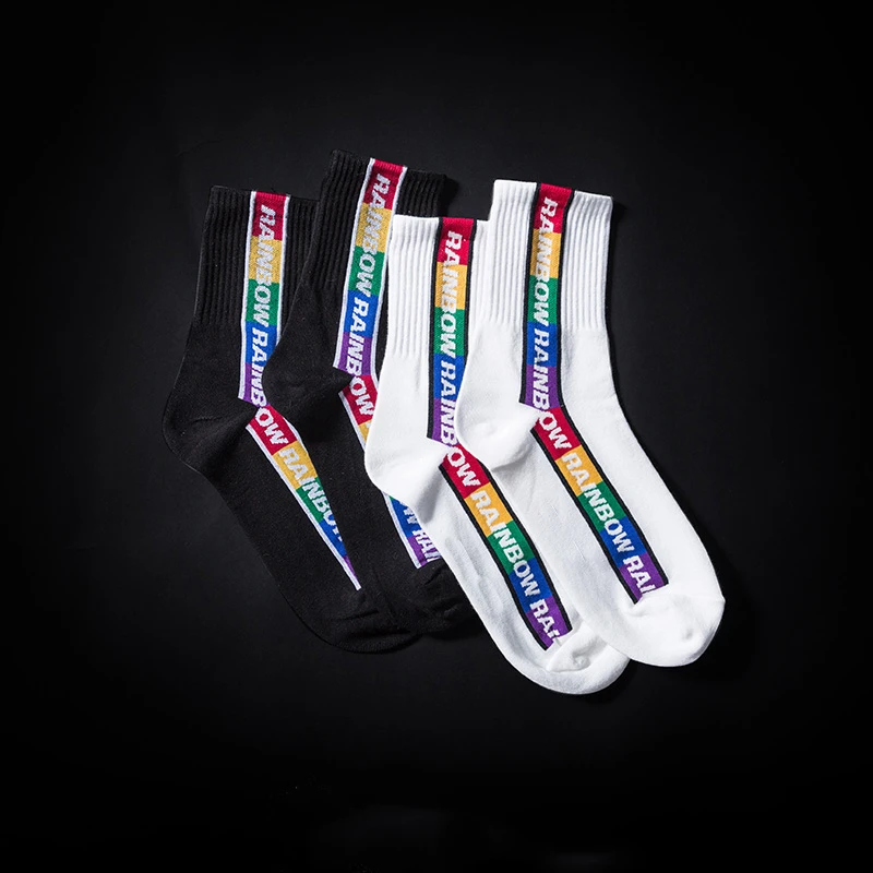 

Iridescence RAINBOW Letter Word Funny Middle Crew Street Fashion Cotton Socks Red Yellow Green Green Blue Purple Indigo RGB CMYK