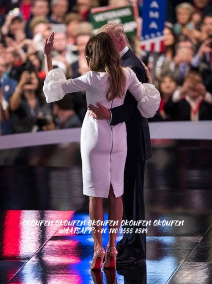 $2,000 roupa republicana da convenção nacional é um vestido de casamento mãe dos vestidos de noiva branco curto festa de melania trump