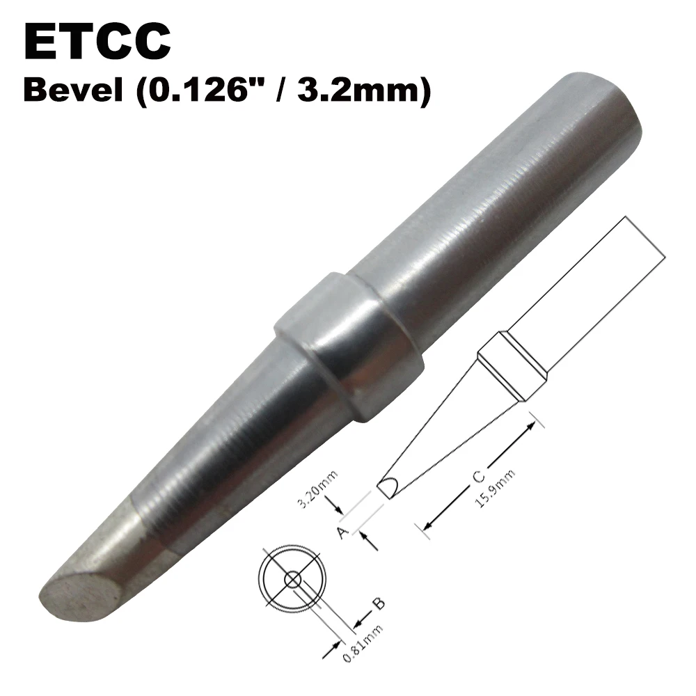 Сменный наконечник для паяльника ETCC, скос 3,2 мм, подходит для WELLER WES51 WES50 WESD51 WE1010NA we10eu PES51 PES50 LR21 LR20, сварочное долото