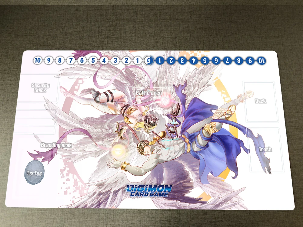 

Digimon Duel Playmat CCG DTCG Mat Angemon & Angewomon Trading Card Game Mat & Zones & Bag Anti-slip Desk Pad Mousepad 60x35cm