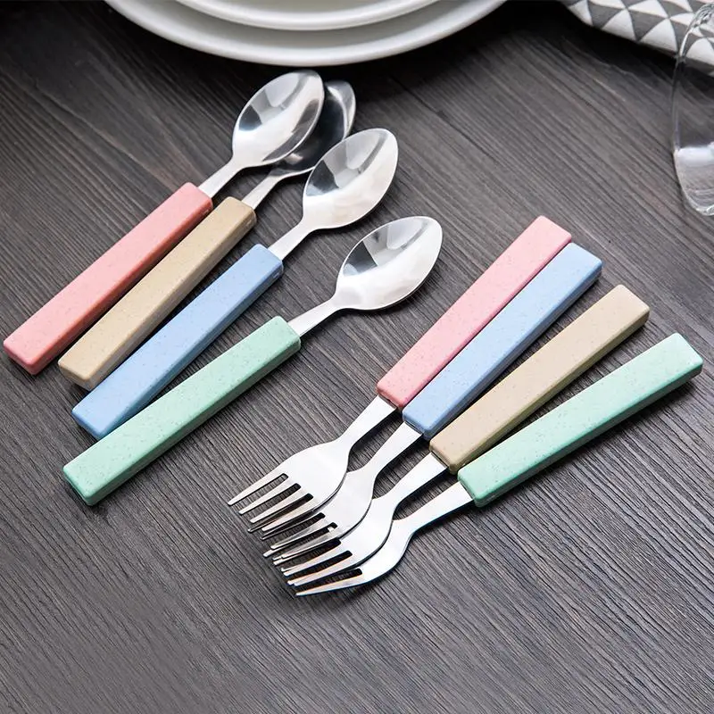 

1pc Stainless Steel Spoon And Fork Creative Home Tableware Dessert Fork Dinnerware children ZQ026