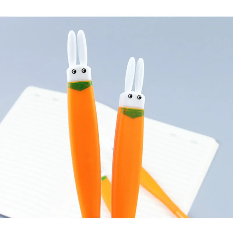 

20 Pcs Rabbit Carrot Gel Ink Pens Kawaii Soft Silica Neutral Pen for Children Writing Tools Students Supplies Wholesale