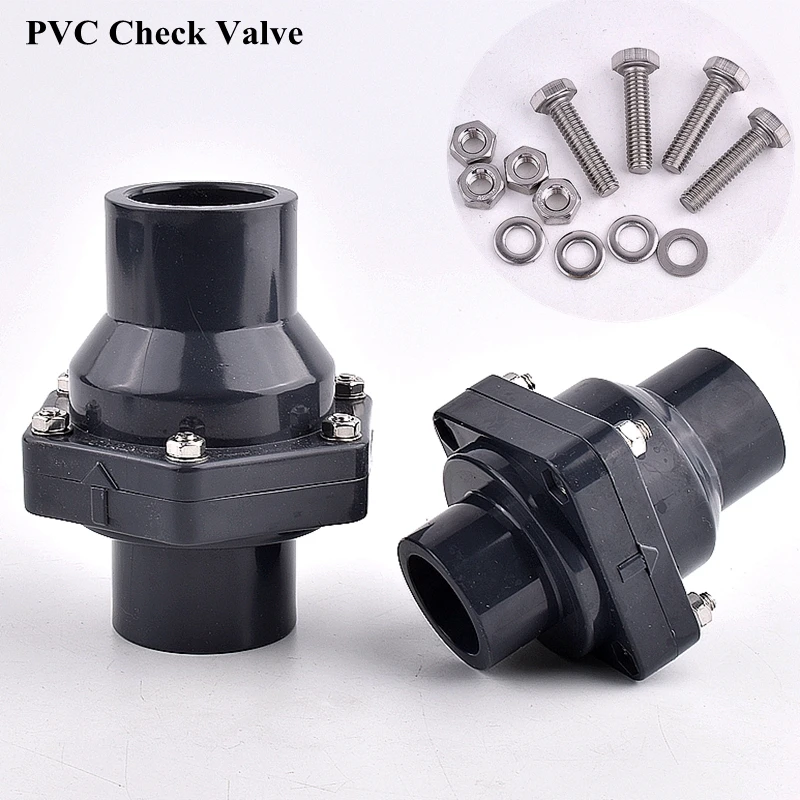 20~63mm PVC Check Valve Garden Sewer Drain Non Return Valve Tube Joint, Watering Irrigation System Water Pipe Connector Fittings