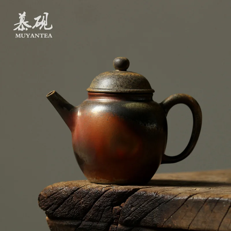 MuYan firewood small pot of natural dust 72 hours fire handmade tea teapot firewood Japanese single pot