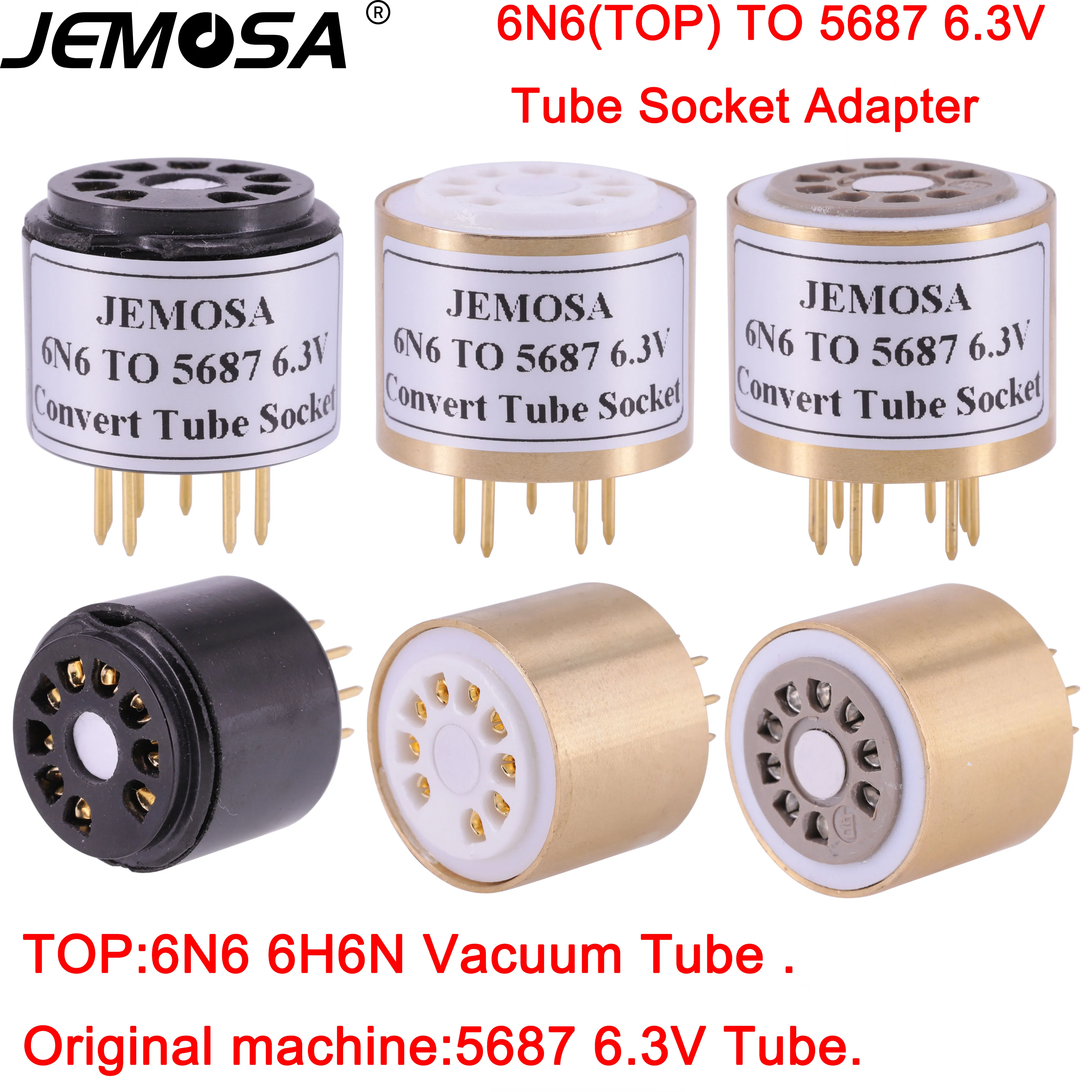 JEMOSA 1 قطعة 9Pin أنبوب المقبس محول 6H6N 6N6 إلى 5687 6.3 فولت الصوت فراغ أنبوب المقبس محول محول مكبر للصوت