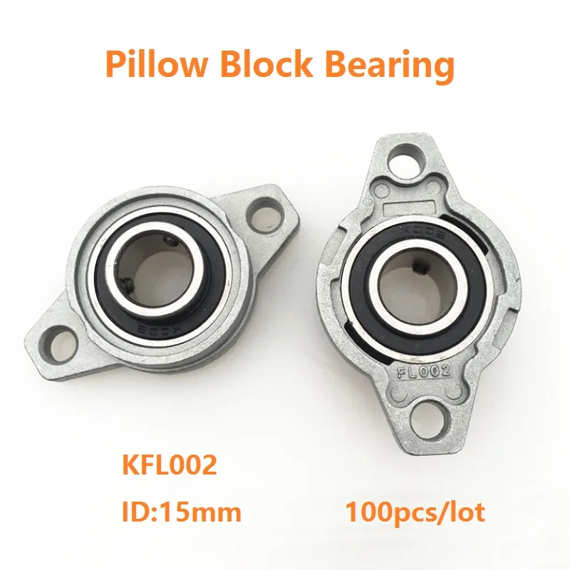 

100pcs/lot KFL002 15mm FL002 Flange Pillow Block Bearing bracket For CNC Bore Diameter Zinc Alloy Bearing Units