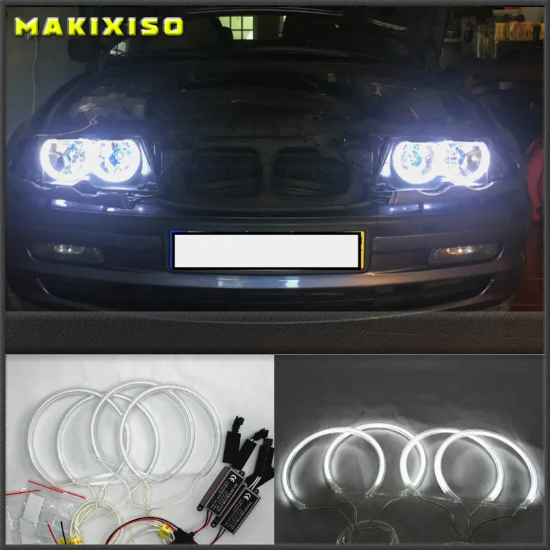 CCFL Angel Eyes Kit Warm White Halo Ring 131mm*4 For BMW E36 E38 E39 E46 (With Original Projector)