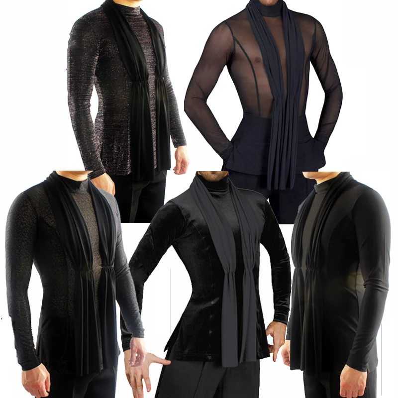 Chemises de danse latine pour hommes, vêtements de compétition standard pour adultes, vêtements personnalisés, salle de Rh, phtalwear, performance Y, 2019