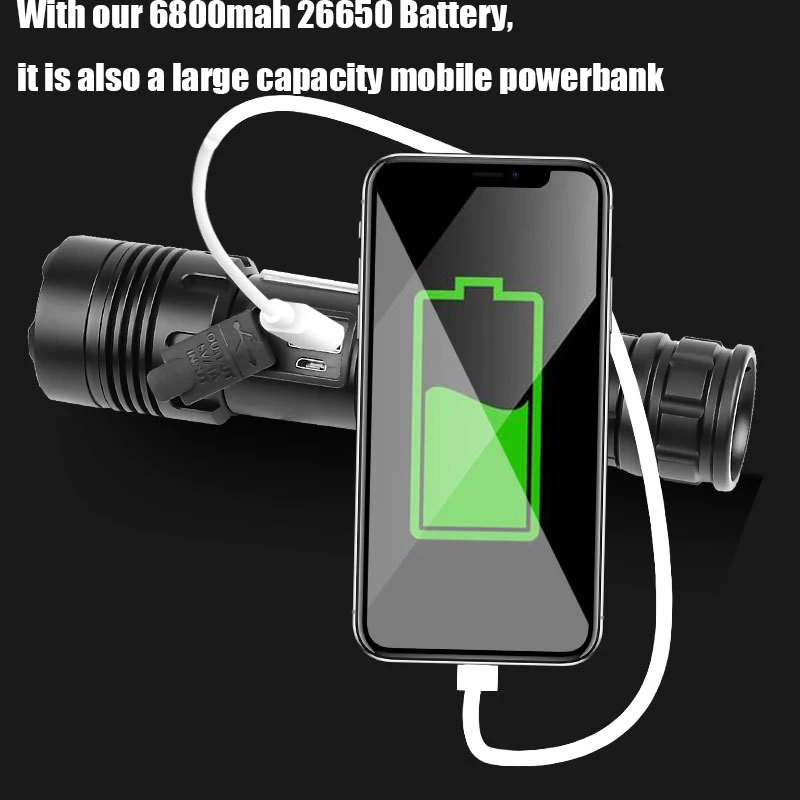 100000 Lumens XHP90.3 Most Powerful Led Flashlight Tactical Flashlight USB Rechargeable Torch XHP70 Lantern For Outdoor Camping