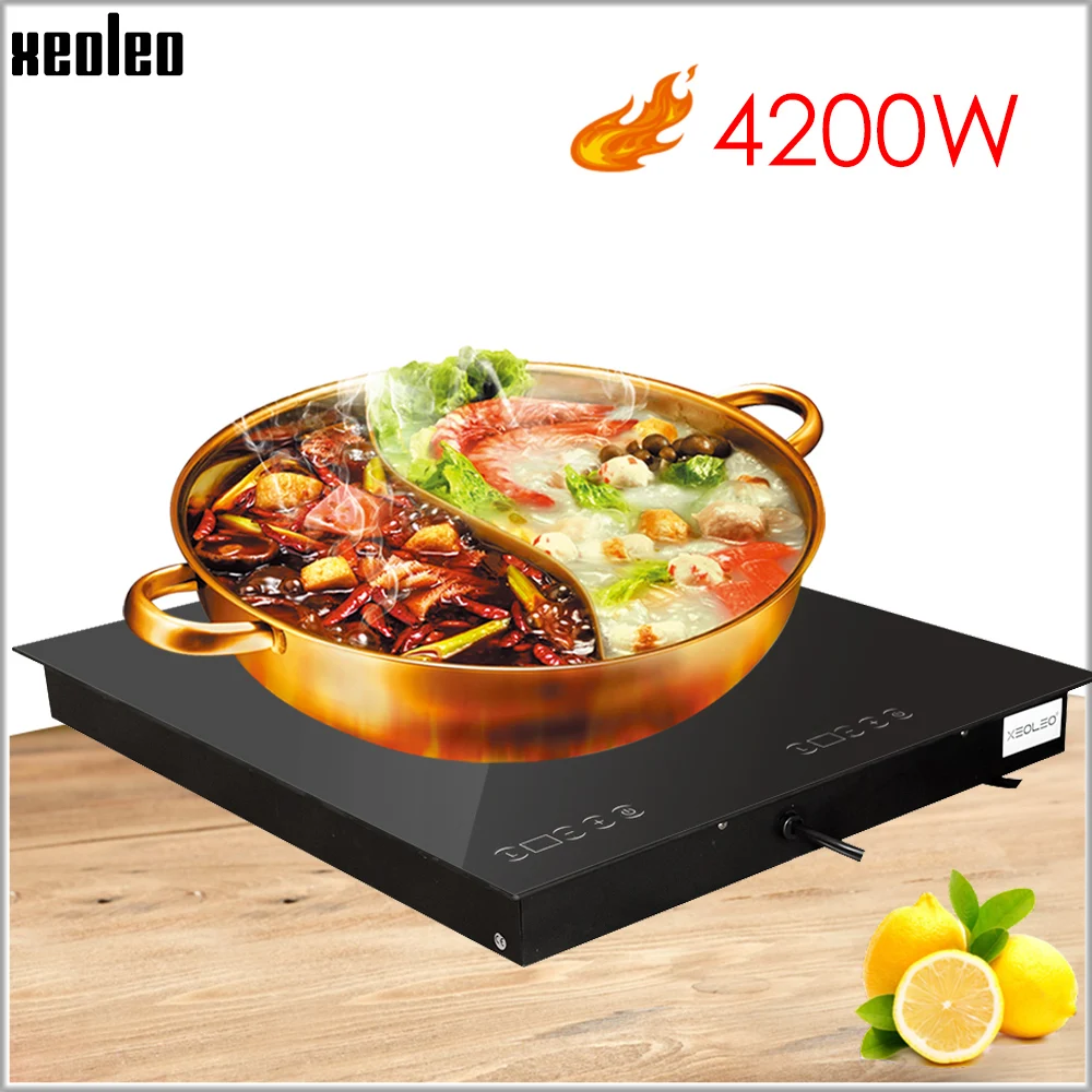 

XEOLEO Commercial Built-in Ceramic Household Induction Cooker Touchpad Appliance Kitchen Electric Hob Single With Timing 4200W