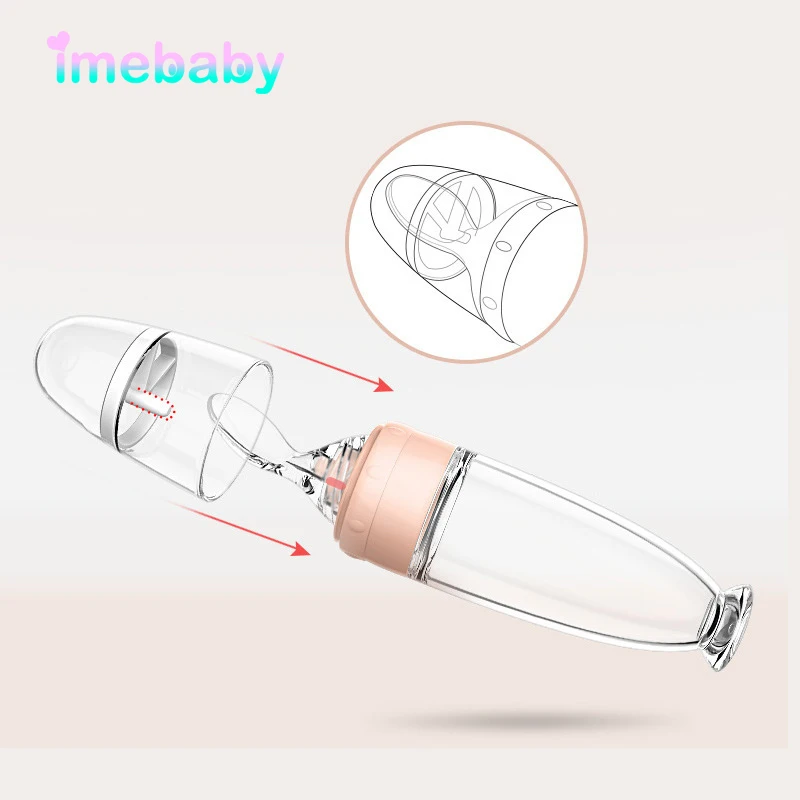 Imebaby Newborn Baby Silicone Rice Paste Bottle Baby Feeding Spoon Silicone Dropper Feeding Bottle Baby Spoon Bottle