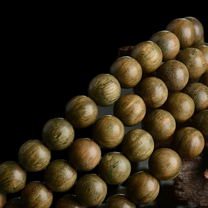 Rosenkranz aus natürlichen Sandelholzperlen, grün, 108 Stück, Halskette, 8 mm, verstellbares Armband, buddhistisches Gebet, Yoga, Holzperlen – Detail 9
