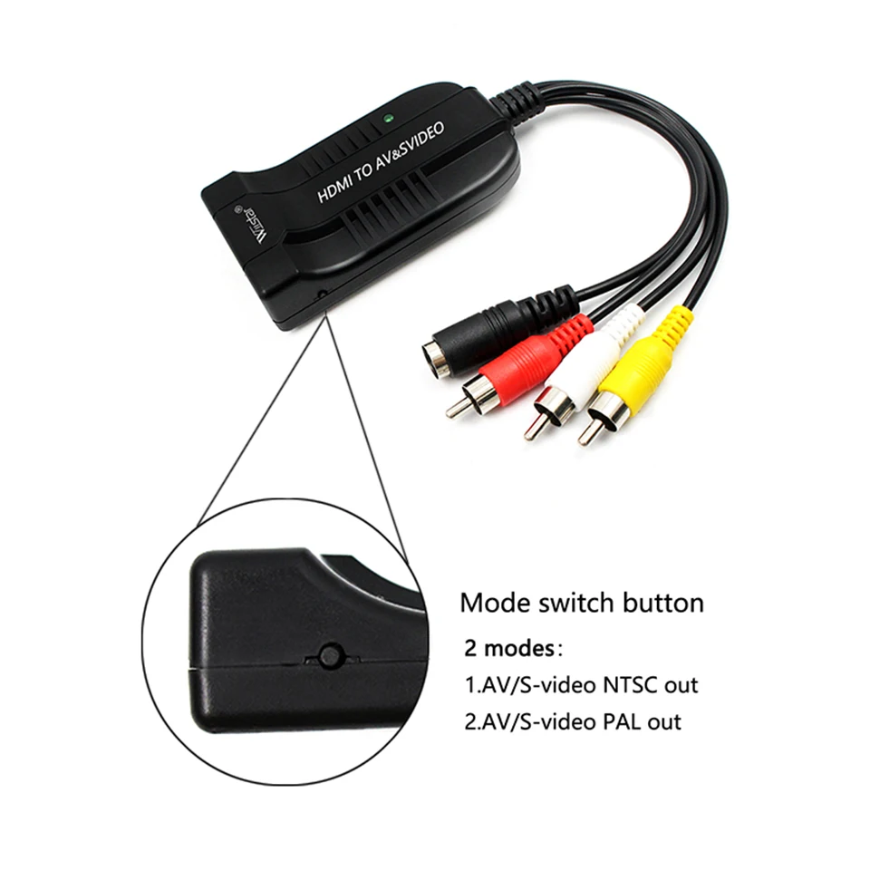 Konwerter Wiistar 1080P HDMI na AV S-Video Adapter RCA Kompozytowy Konwerter Wideo Audio dla Monitora HDTV Projektora PAL NTSC — zdjęcie produktu 5