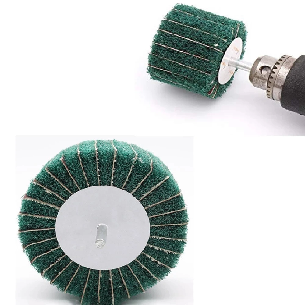 Sikat Bor Elektrik Dremel Roda Pengamplasan Flap Pemoles Bukan Tenun 6Mm Batang untuk Kit Obeng Diskon Kepala Deburring Penghilang Karat
