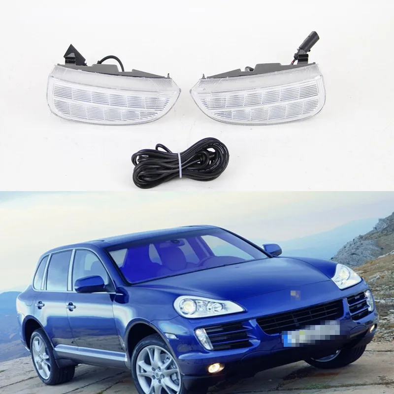 1 Set white and yellow LED Daytime Running Lights with Turning Signal lamp for Porsche Cayenne 2007-2010