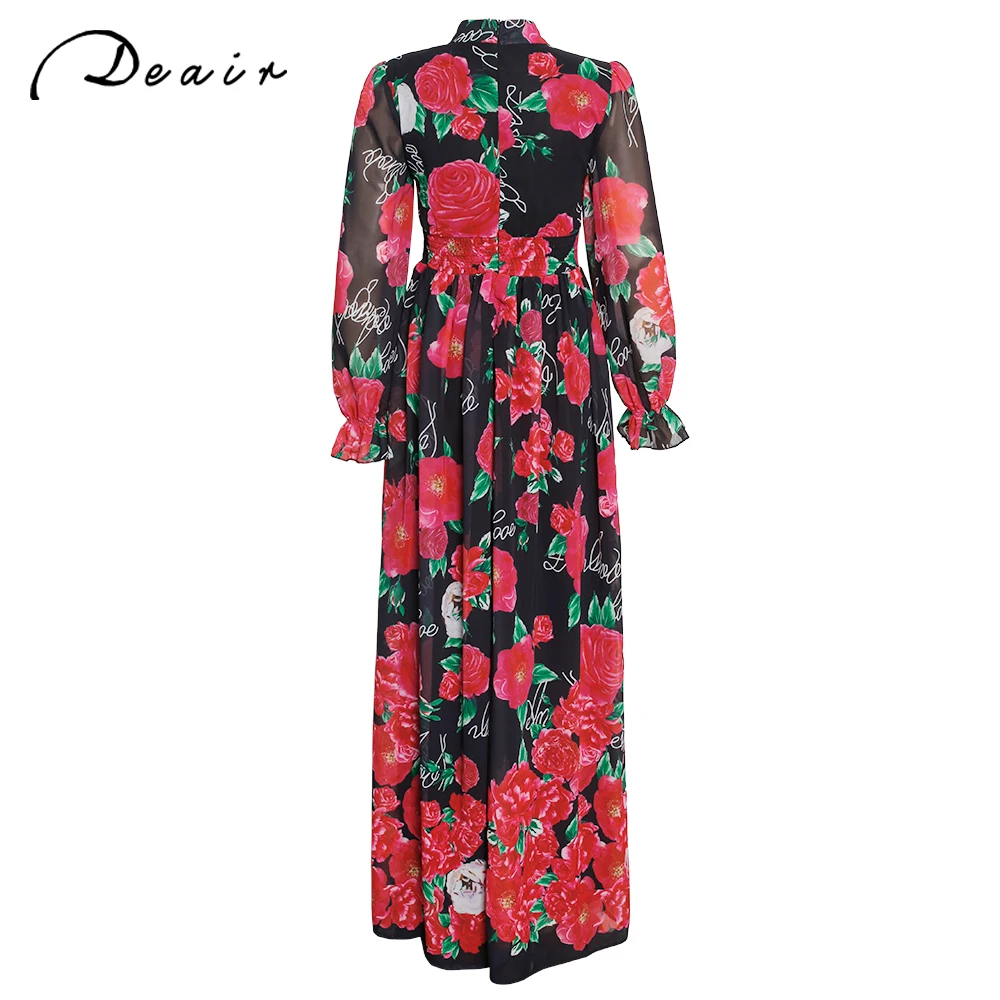 Frühling Langarm Frauen Plissee Blumen Druck Kleid 2022 Elegante Weibliche Lose Afrikanische Büro Damen Vintage Midi Kleid Retro