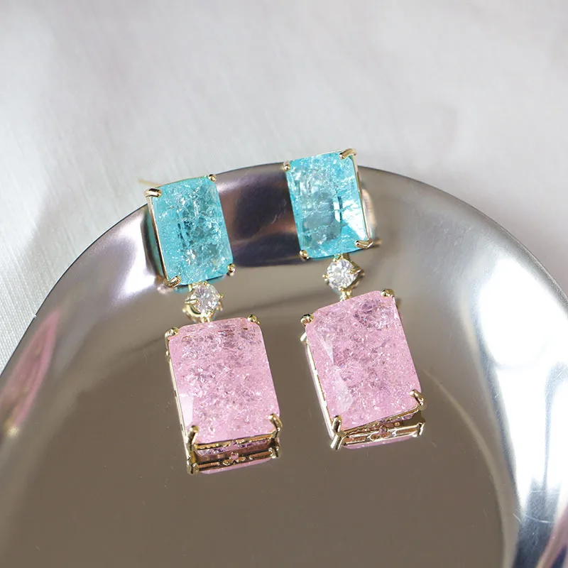 Bilincolor luxury candy color zircon drop earrings   earrings for women party or gift