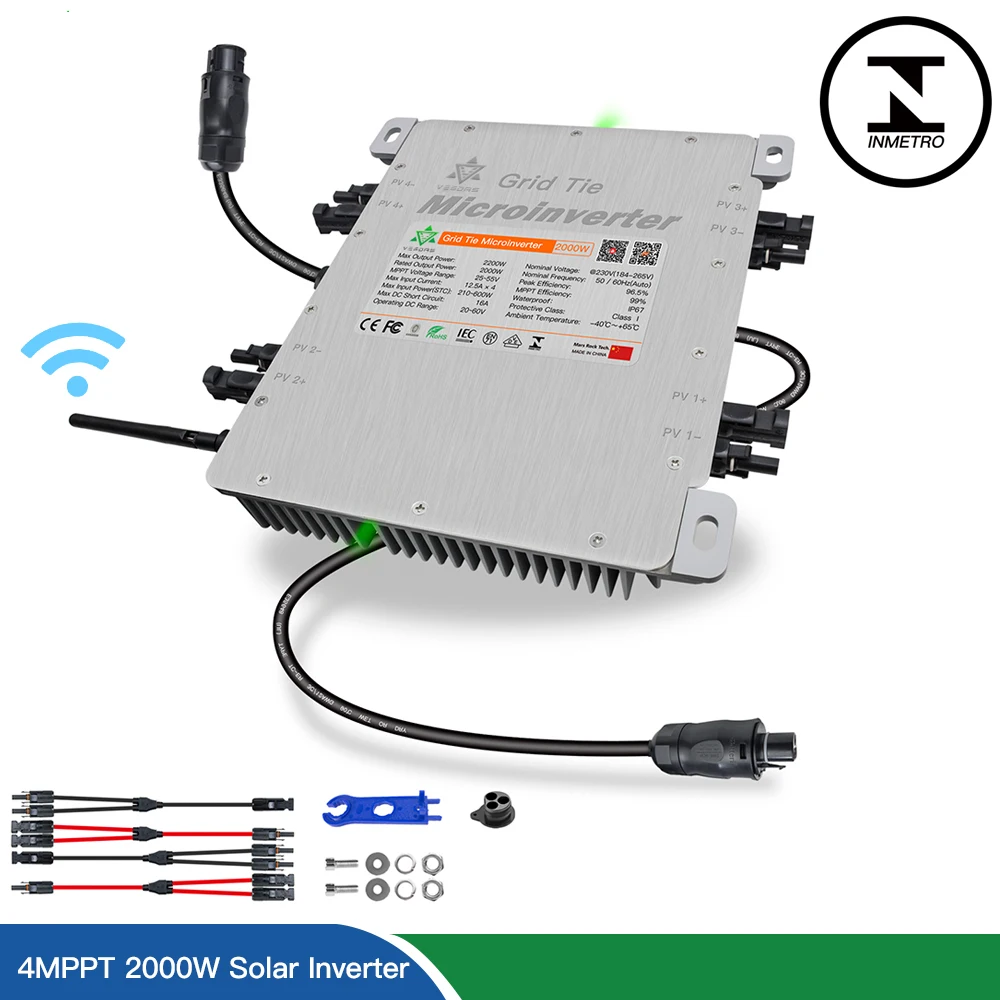 

INMETRO VDE IEC 4MPPT Deye 2000W Solar Micro Inverter With Limiter IP67 Built-in WiFI For 450-500W PV,Ship From EU Brazil US RU