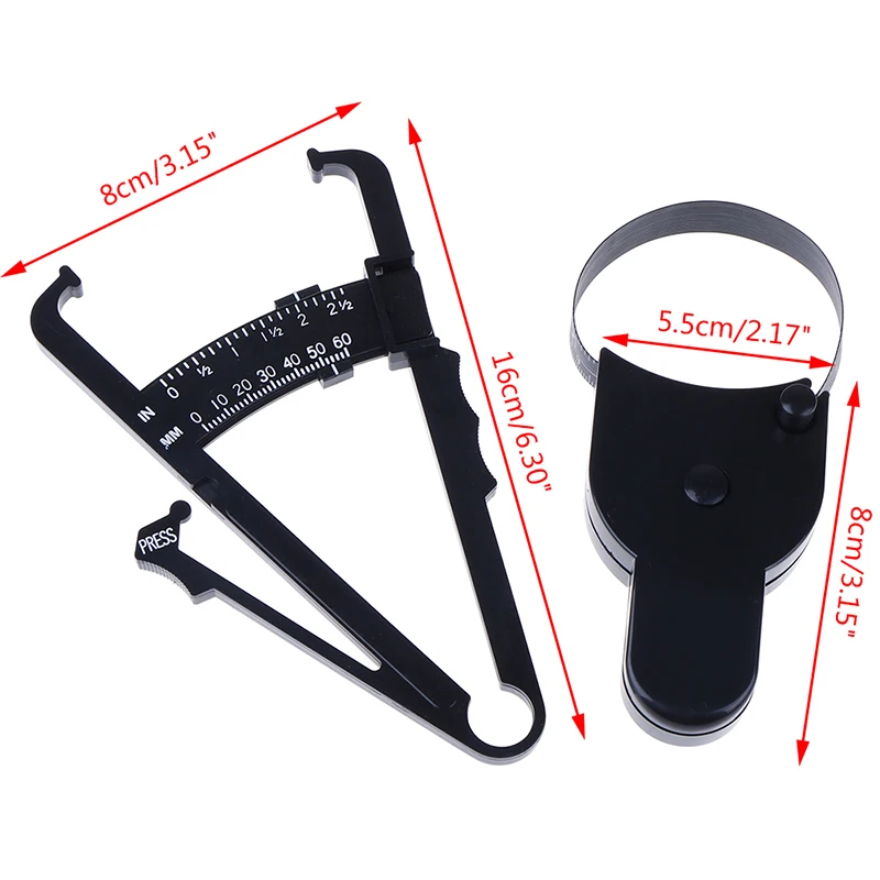 70mm Skinfold Body Fat Caliper Set With Measure TapeBody Skinfold Measurement Tool  Body Fat Monitors Body Fat Tester