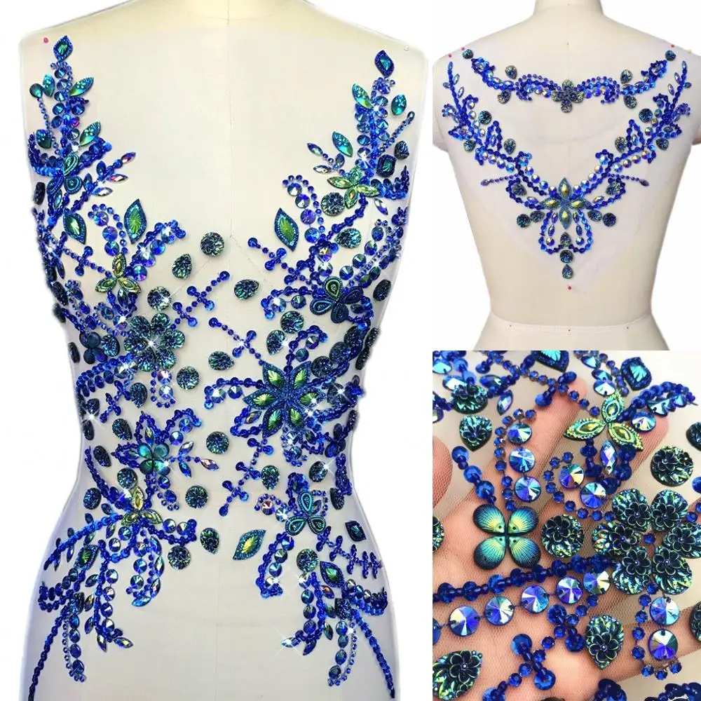 HAND Custom Made Prom Dress 6 colors Beaded Sew on Costumes Rhinestones Appliques Patches Designers For Event Women Formal Gowns