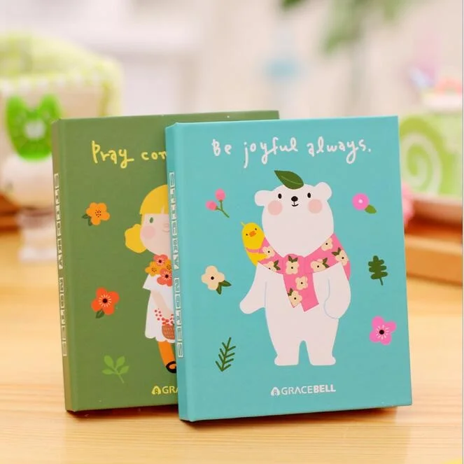 Bloc-notes à couverture rigide, série Korea Sweet Girl & Bear, bloc-notes mémo, notes autocollantes, écriture à gratter, sous-bureau, fournitures